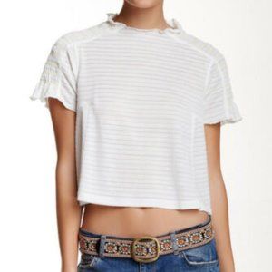 FREE PEOPLE Sweetie Shirred Crop Tee in Ivory - L